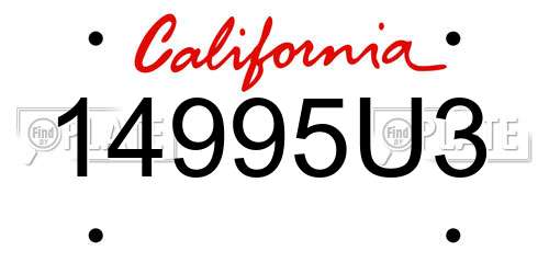 14995U3 California License Plate