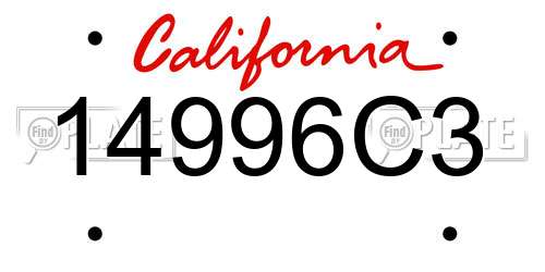 14996C3 California License Plate