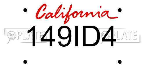 149ID4 California License Plate