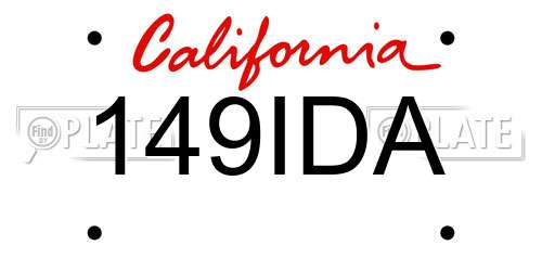149IDA California License Plate