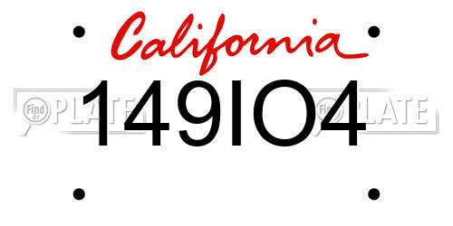 149IO4 California License Plate