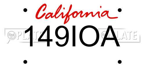 149IOA California License Plate
