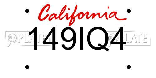 149IQ4 California License Plate