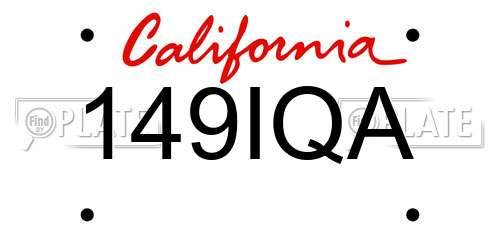 149IQA California License Plate