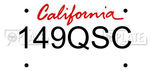 149QSC California License Plate