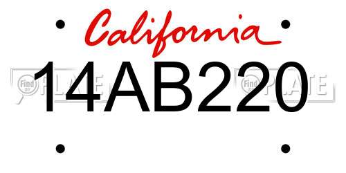 14AB220 California License Plate