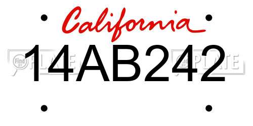 14AB242 California License Plate