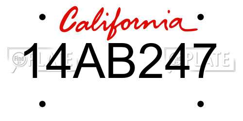 14AB247 California License Plate