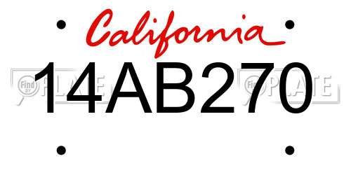 14AB270 California License Plate