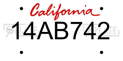 14AB742 California License Plate