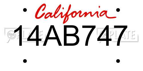 14AB747 California License Plate