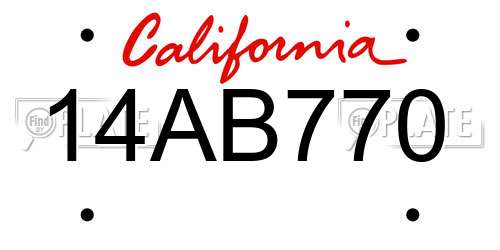 14AB770 California License Plate