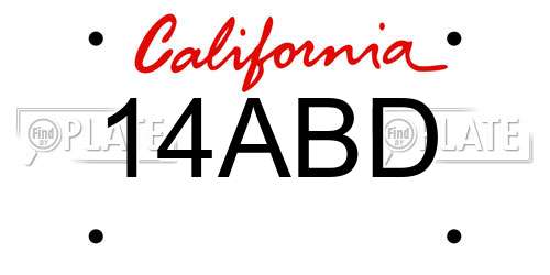 14ABD California License Plate