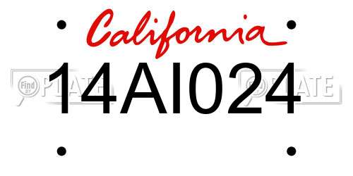 14AI024 California License Plate