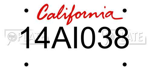 14AI038 California License Plate