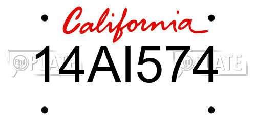 14AI574 California License Plate
