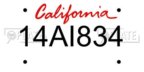 14AI834 California License Plate