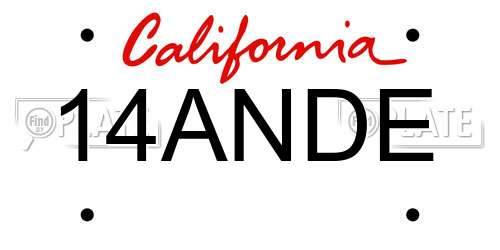14ANDE California License Plate