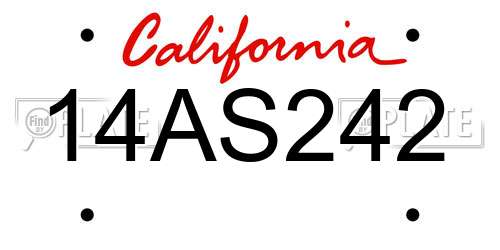 14AS242 California License Plate