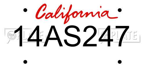 14AS247 California License Plate