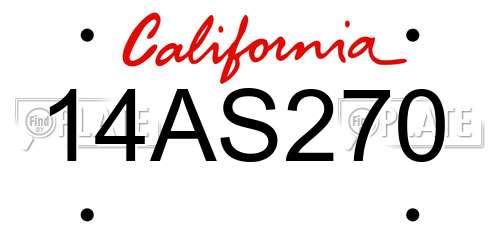 14AS270 California License Plate