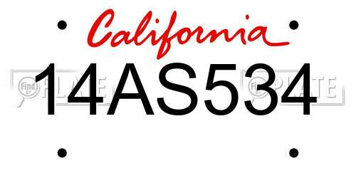 14AS534 California License Plate