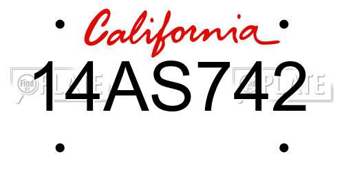 14AS742 California License Plate