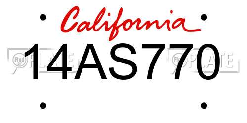 14AS770 California License Plate