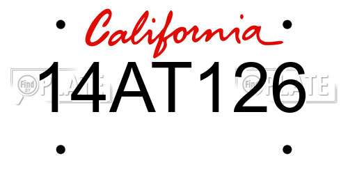 14AT126 California License Plate