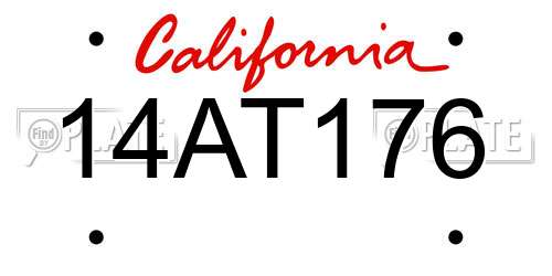 14AT176 California License Plate