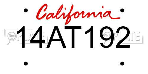 14AT192 California License Plate