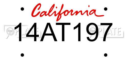14AT197 California License Plate