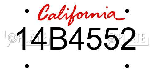 14B4552 California License Plate