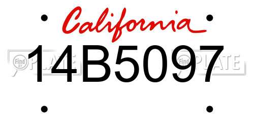 14B5097 California License Plate