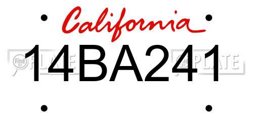 14BA241 California License Plate