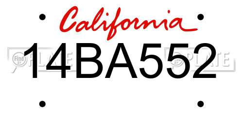 14BA552 California License Plate