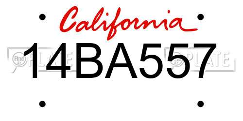 14BA557 California License Plate