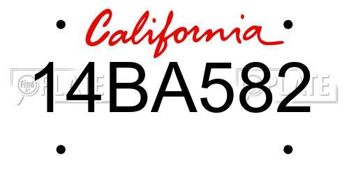 14BA582 California License Plate