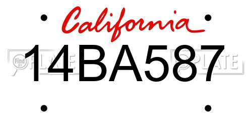 14BA587 California License Plate