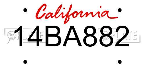 14BA882 California License Plate