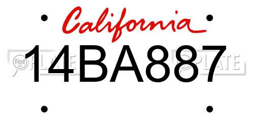 14BA887 California License Plate
