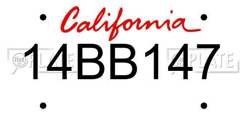 14BB147 California License Plate