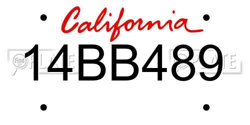 14BB489 California License Plate