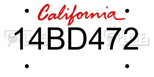 14BD472 California License Plate