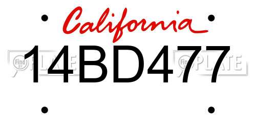 14BD477 California License Plate
