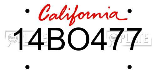 14BO477 California License Plate
