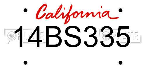 14BS335 California License Plate