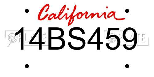 14BS459 California License Plate