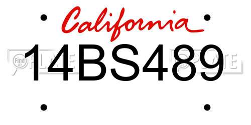 14BS489 California License Plate