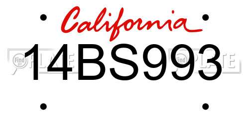 14BS993 California License Plate